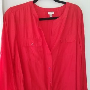 Merona for Target Red Button Down Blouse Sz XL
